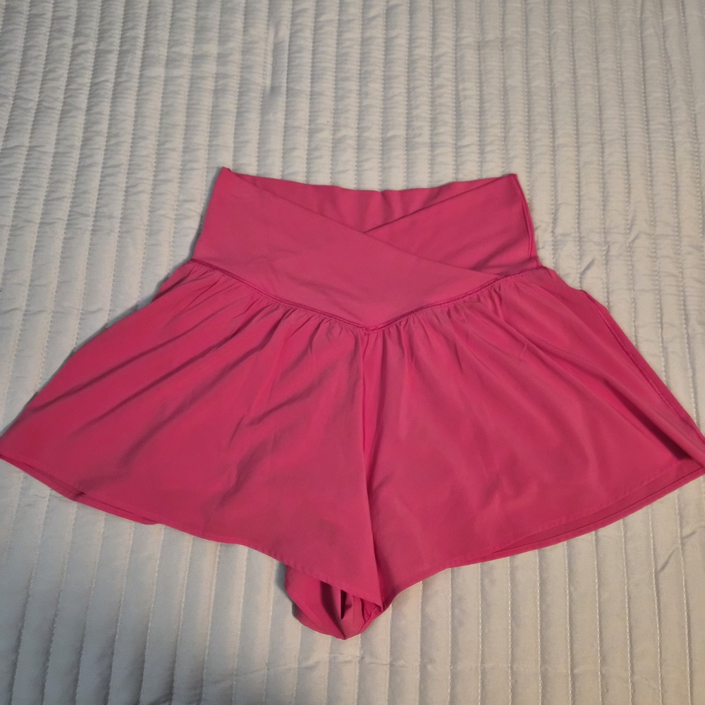 Aerie Crossover Flowy Short, Medium, Hot Pink